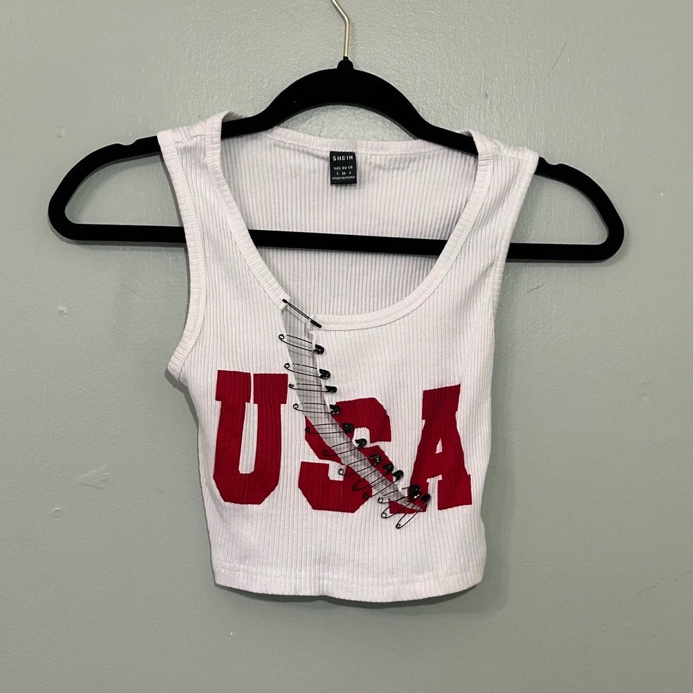 All-American Edge‎ Pinned-Up Crop Top Womens Small USA Rebel